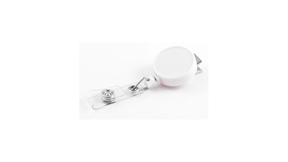 Key-Bak Retract-A-Badge ID 5-Pack Retractable Reel w/ 36in Cord, Swivel Bulldog Clip, Vinyl ID Strap, White 0200-233