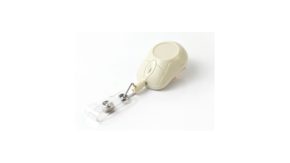 Key-Bak Retract-A-Badge ID MOUSE Shaped 5-Pack Retractable Reel w/ 36in Cord, Swivel Bulldog Clip, Vinyl ID Strap, Computer Gray 0308-744