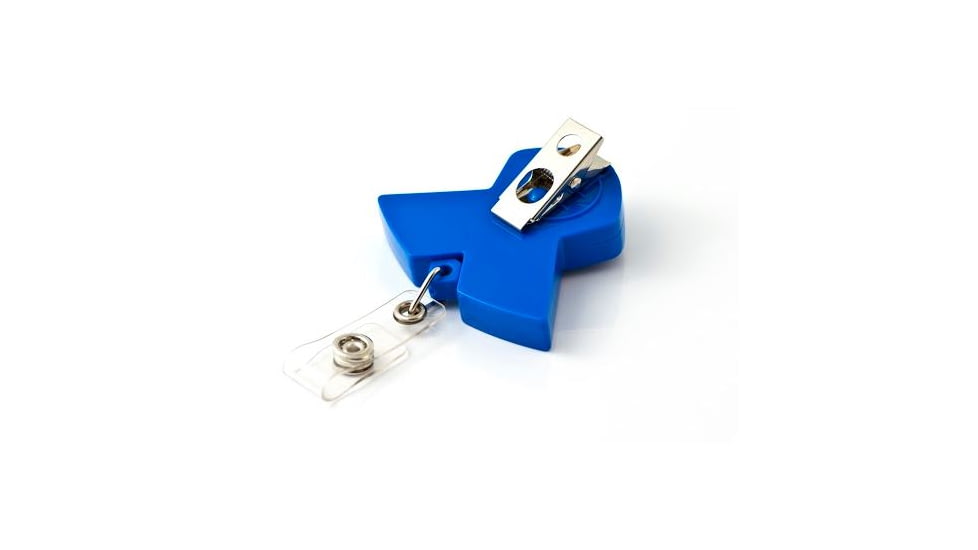Key-Bak Retract-A-Badge ID BLUE RIBBON Shaped 5-Pack Retractable Reel w/ 36in Cord, Swivel Bulldog Clip, Vinyl ID Strap, Blue 0308-755