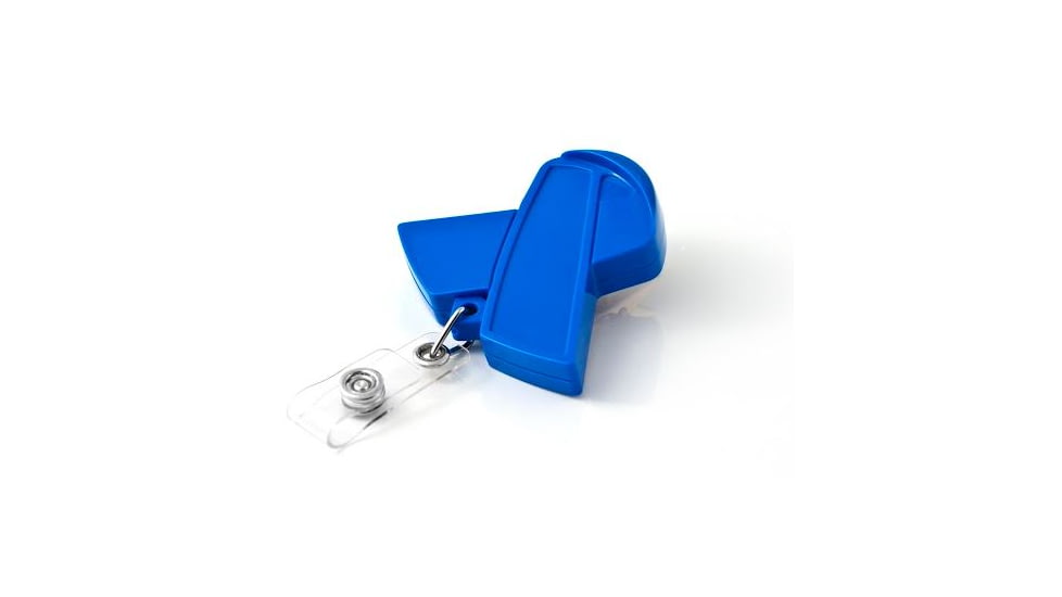 Key-Bak Retract-A-Badge ID BLUE RIBBON Shaped 5-Pack Retractable Reel w/ 36in Cord, Swivel Bulldog Clip, Vinyl ID Strap, Blue 0308-755