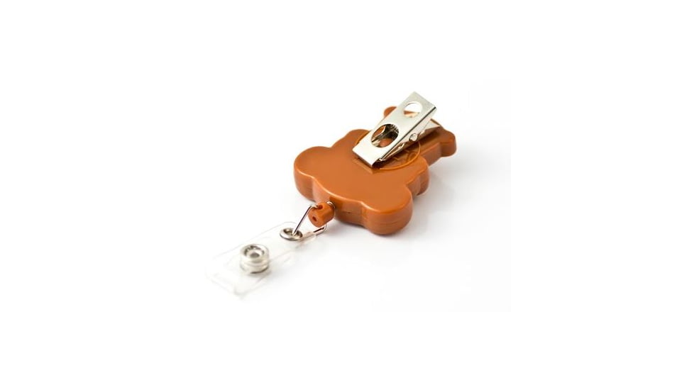 Key-Bak Retract-A-Badge ID TEDDY BEAR Shaped 5-Pack Retractable Reel w/ 36in Cord, Swivel Bulldog Clip, Vinyl ID Strap, Brown 0308-747