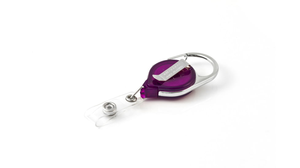Key-Bak Retract-A-Badge ID Carabiner 5-Pack Retractable Reel w/ 36in Cord, Twist-Free Vinyl ID Strap, Translucent Purple 0200-738