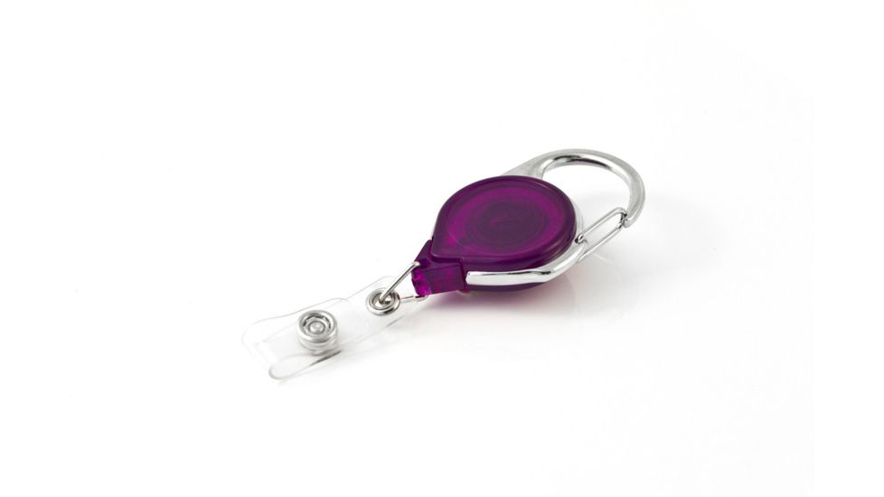 Key-Bak Retract-A-Badge ID Carabiner 5-Pack Retractable Reel w/ 36in Cord, Twist-Free Vinyl ID Strap, Translucent Purple 0200-738