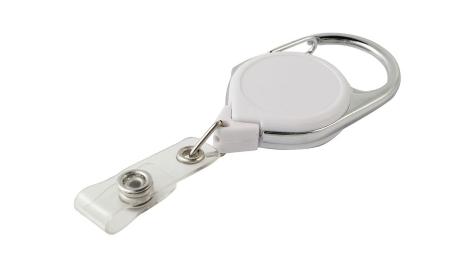 Key-Bak Retract-A-Badge ID Carabiner 25-Pack Retractable Reel w/ 36in Cord, Twist-Free Vinyl ID Strap, White 0200-746