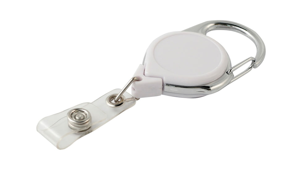 Key-Bak Retract-A-Badge ID Carabiner 25-Pack Retractable Reel w/ 36in Cord, Twist-Free Vinyl ID Strap, White 0200-746