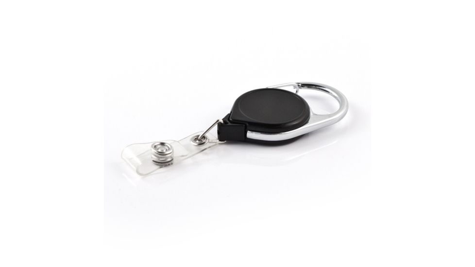Key-Bak Retract-A-Badge ID Carabiner 5-Pack Retractable Reel w/ 36in Cord, Twist-Free Vinyl ID Strap, Black 0200-741