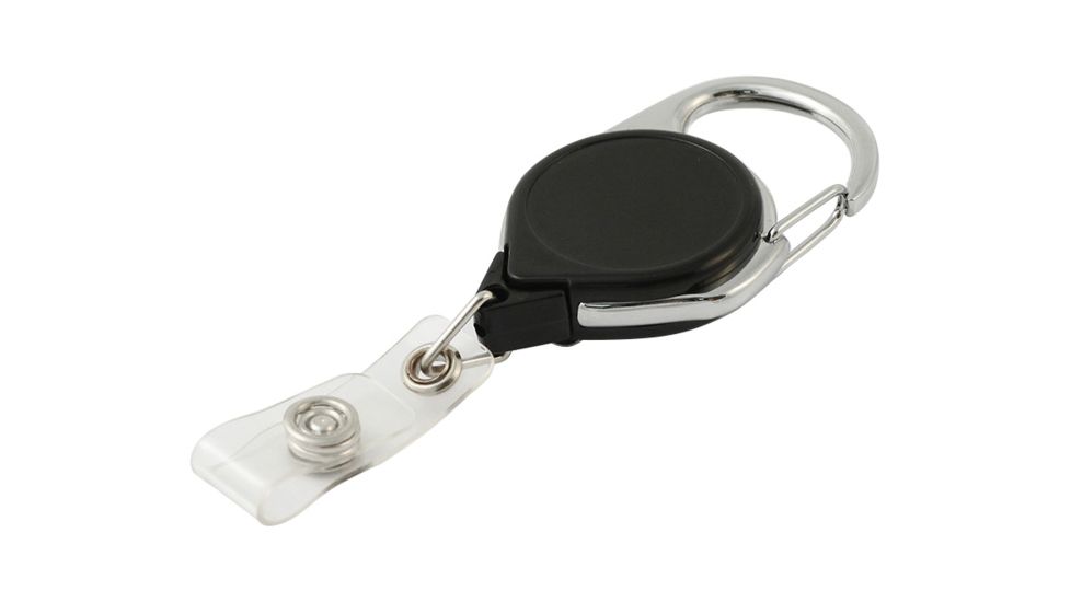 Key-Bak Retract-A-Badge ID Carabiner and Belt Clip 25-Pack Retractable Reel w/ 36in Cord, Twist-Free Vinyl ID Strap, Black 0200-771