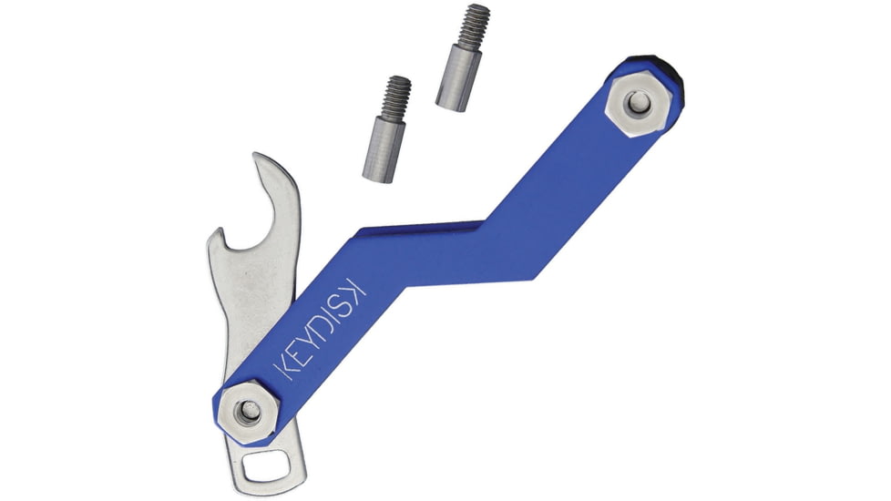 KeyDisk KeyDisk Mini Gun Blue, 3in Overall, Comes With 10 Rubber Spacers And A Set Of Extenders, Bottle Opener/Key Fob Attachment, SS Screws, Capacity 8 Keys, KYD003