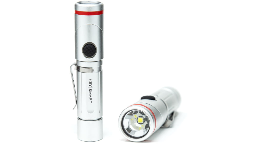KeySmart Nano Torch Twist Pivot Head Flashlight, Aluminum, Silver, KS819-SVR