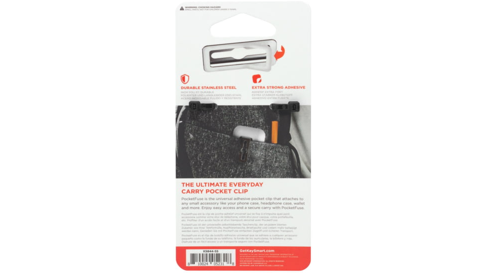 KeySmart PocketFuse Universal Pocket Clip, Stainless, KS844-SS