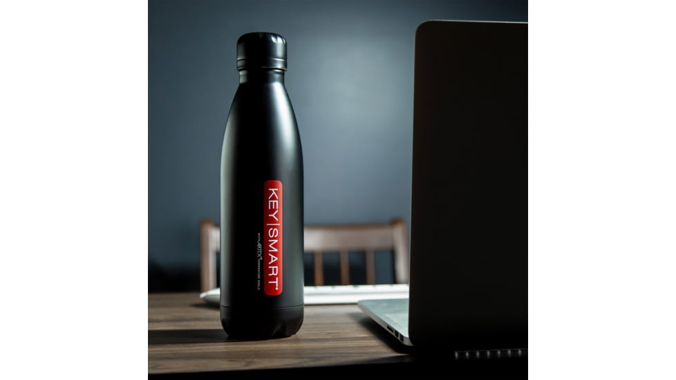 KeySmart Stainless Steel Water Bottle, Black, KS357-BLK