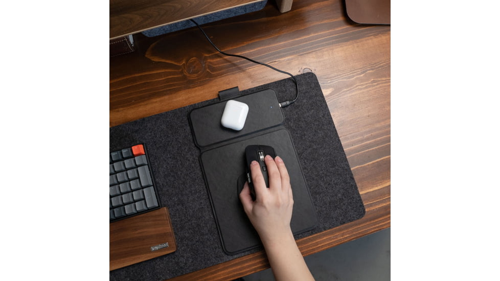 KeySmart TaskPad Mini Wireless Charging Mousepad, Black, KS503-BLK