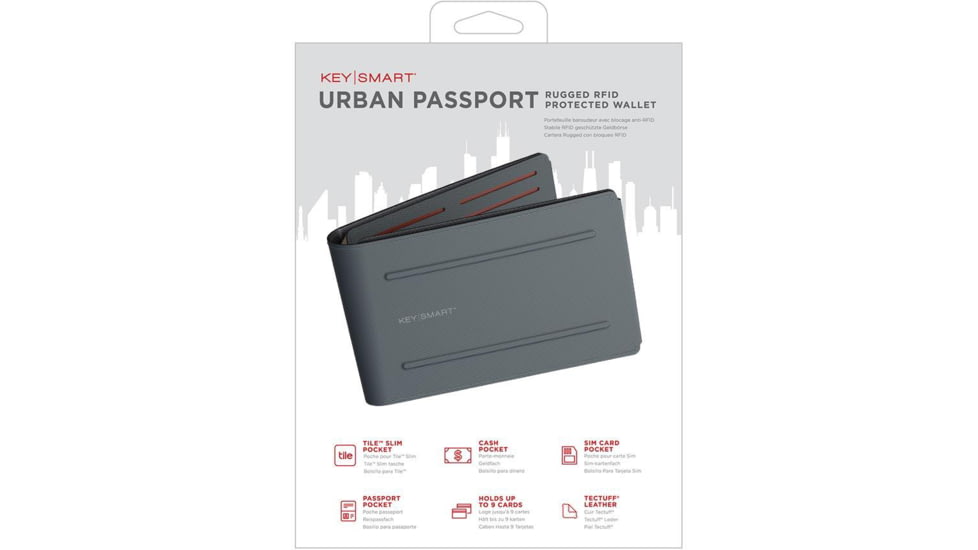KeySmart Urban Union Passport Wallet, Grey, KS838-GRY