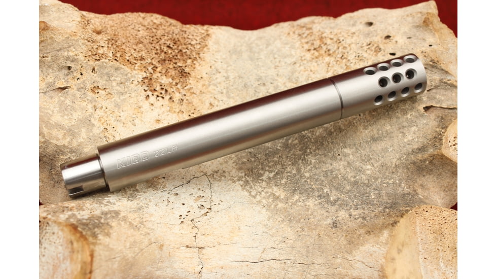 KIDD Innovative Design Ruger 10/22, .22LR Caliber Threaded Rifle Barrel, 6in, Bull, Non-Fluted, Polished, Silver, KIDD- 22BRL-SS-6-POL-TC