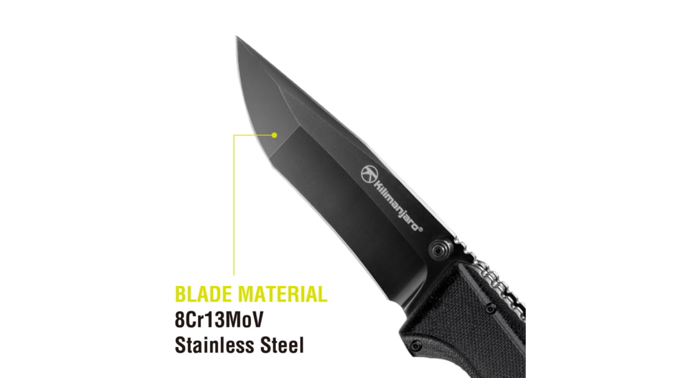USED Kilimanjaro Gear Allatro Assisted Open Folding Knife,3.6in, Black G10 Handle, Black Plain Blade KJ910117, EDEMO1, Used, Condition Like New, Inspect and Rebox