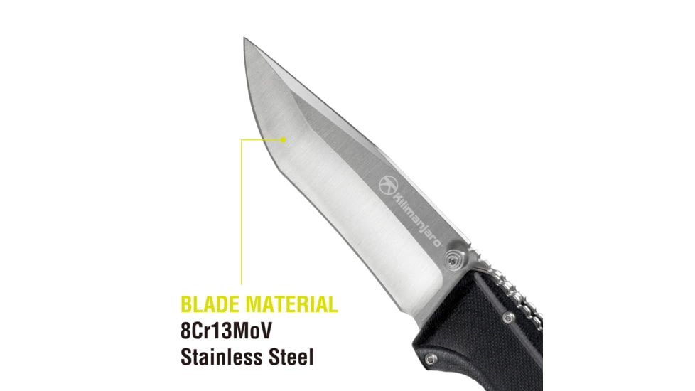 Kilimanjaro Gear Allatro Assisted Open Folding Knife,3.6in, Black G10 Handle,Plain Blade KJ910116