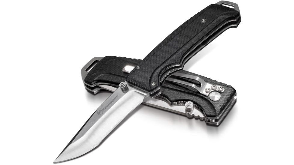 Kilimanjaro Gear Allatro Assisted Open Folding Knife,3.6in, Black G10 Handle,Plain Blade KJ910116