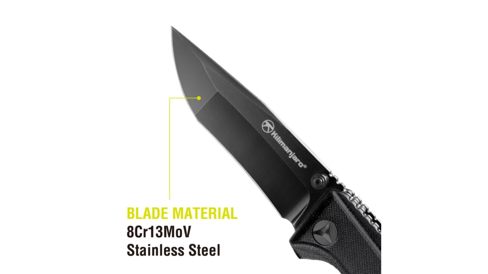 Kilimanjaro Gear Allatro Folding Knife,3.6in, Black G10 Handle, Black Plain Blade KJ910019