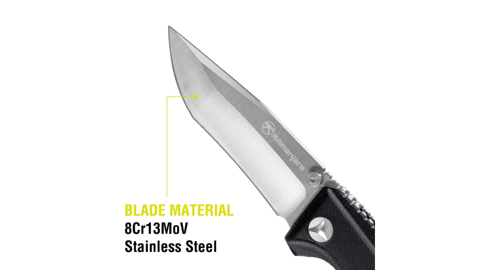 Kilimanjaro Gear Allatro Folding Knife,3.6in, Black G10 Handle,Plain Blade KJ910018