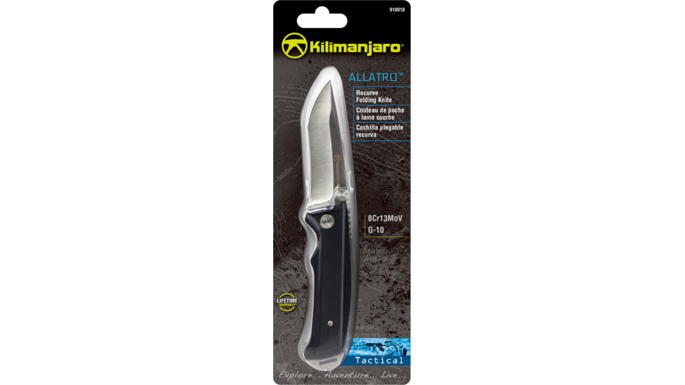 Kilimanjaro Gear Allatro Folding Knife,3.6in, Black G10 Handle,Plain Blade KJ910018