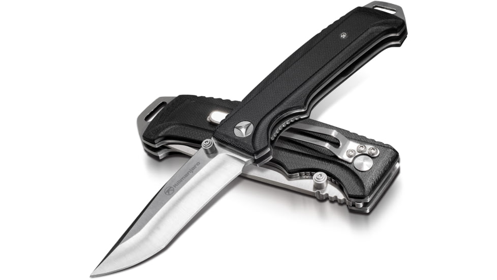 Kilimanjaro Gear Allatro Folding Knife,3.6in, Black G10 Handle,Plain Blade KJ910018