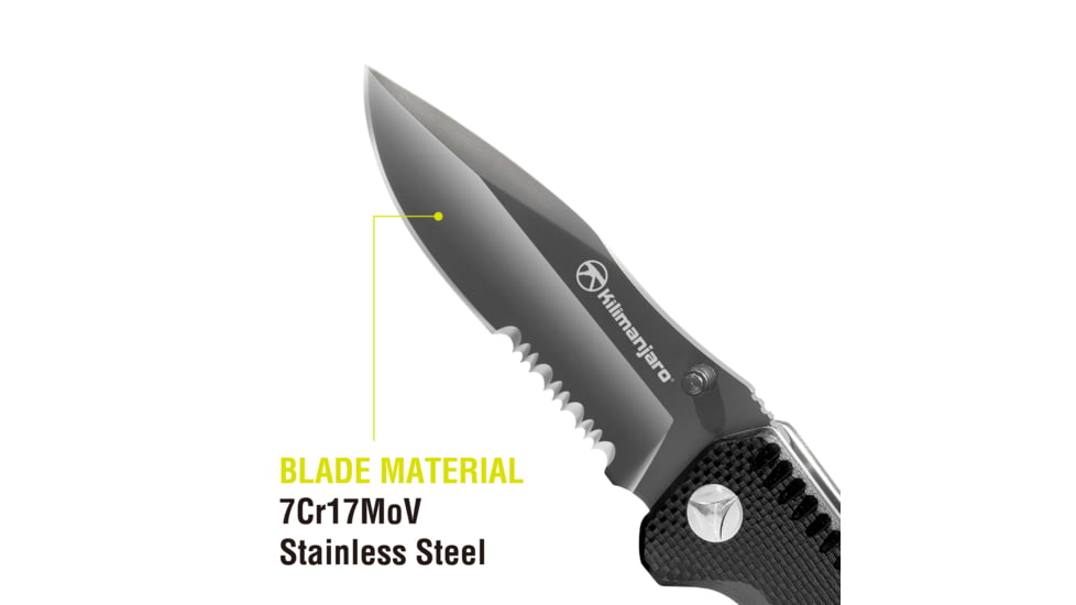 Kilimanjaro Gear Annex Folding Knife,3.5in, Black G10 Handle, Black ComboEdge Blade KJ910030