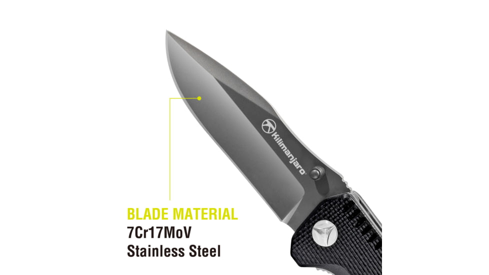 Kilimanjaro Gear Annex Folding Knife,3.5in, Black G10 Handle, Black Plain Blade KJ910029
