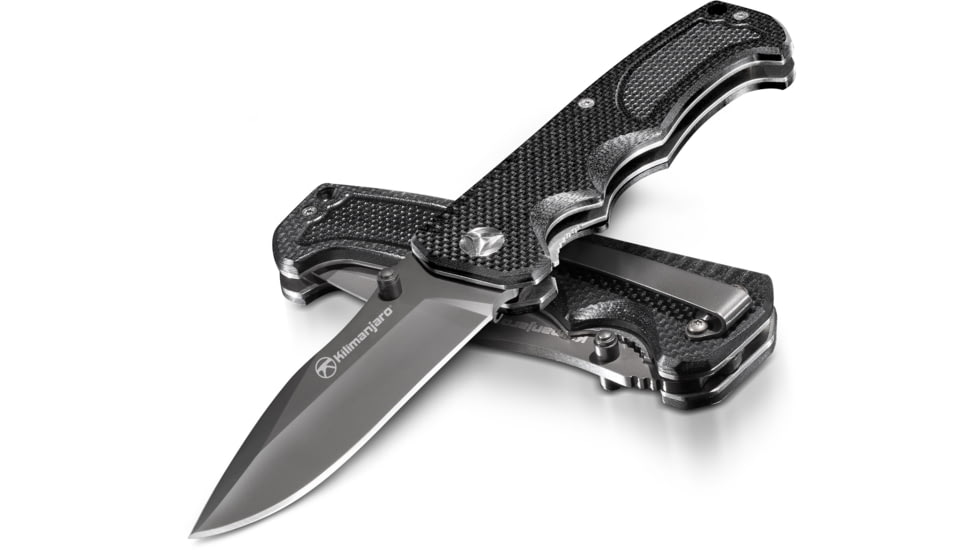 Kilimanjaro Gear Annex Folding Knife,3.5in, Black G10 Handle, Black Plain Blade KJ910029
