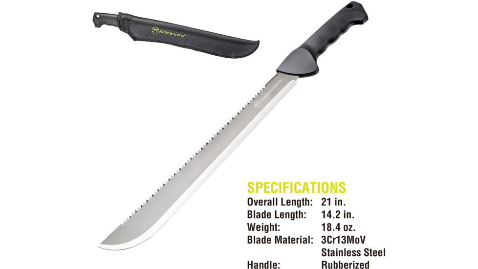 Kilimanjaro Gear BM21 Machete w/Saw Back,21 in KJ910040