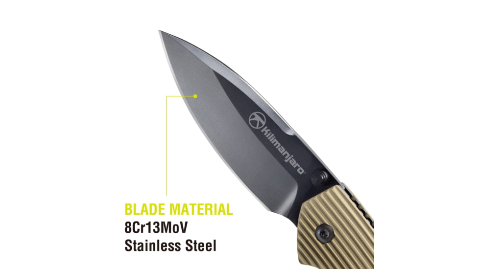 Kilimanjaro Gear Firma Folding Knife,3.2in Black Plain Blade,Tan G10 Handle KJ910015