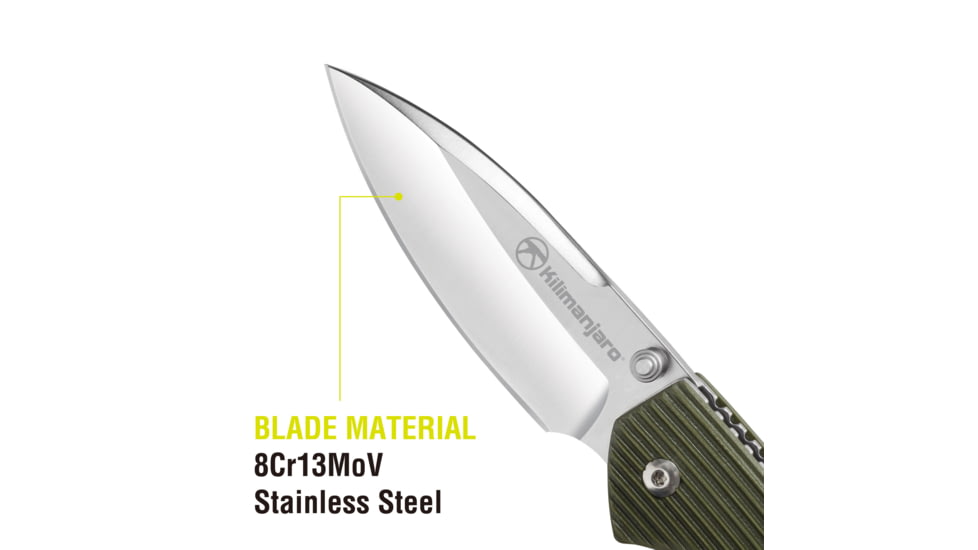 Kilimanjaro Gear Firma Folding Knife,3.2in Plain Blade,OD Green Handle KJ910016