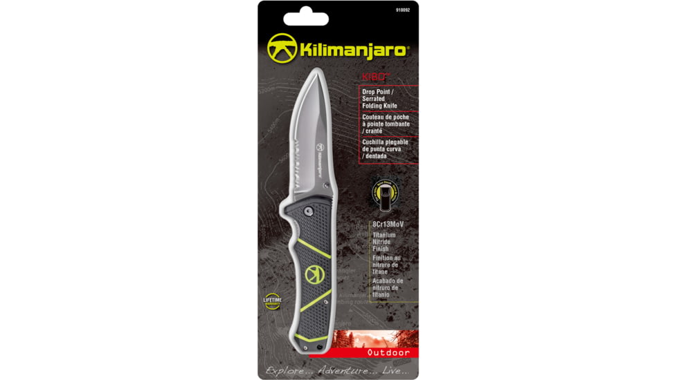 Kilimanjaro Gear Kibo Folding Knife,3.5in, Black Handle, Black ComboEdge Blade KJ910092