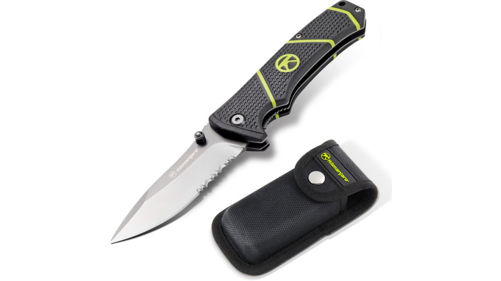 Kilimanjaro Gear Kibo Folding Knife,3.5in, Black Handle, Black ComboEdge Blade KJ910092