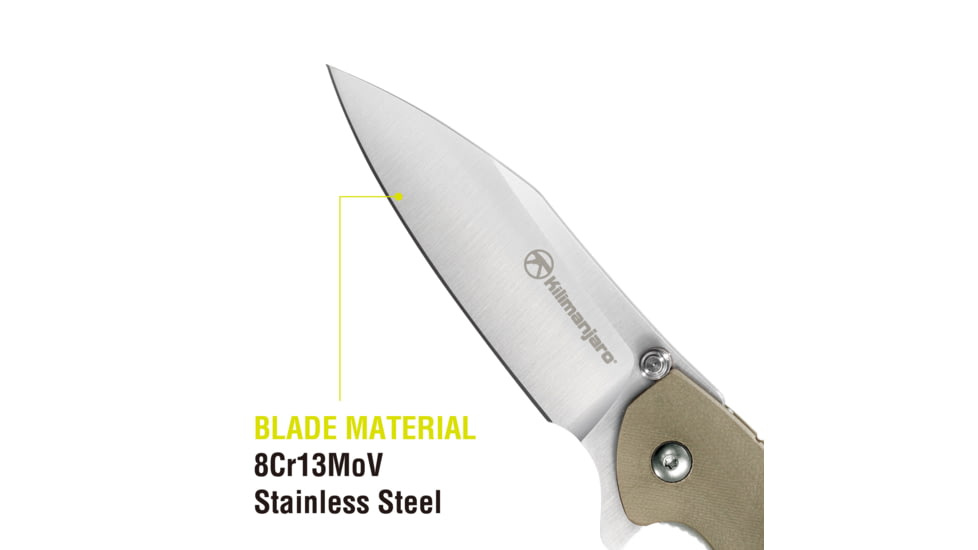 Kilimanjaro Gear Morsa Folding Knife,3.5in,Tan Wood Grain G10 Handle,Plain Blade KJ910027