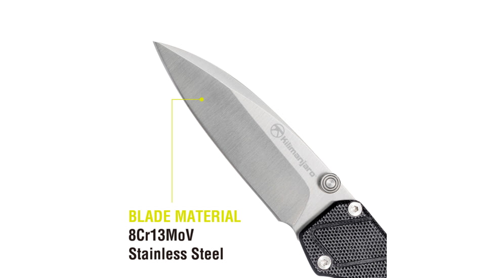 Kilimanjaro Gear Prota Assisted Open Folding Knife,2.6in, Black G10 Handle,Plain Blade KJ910200