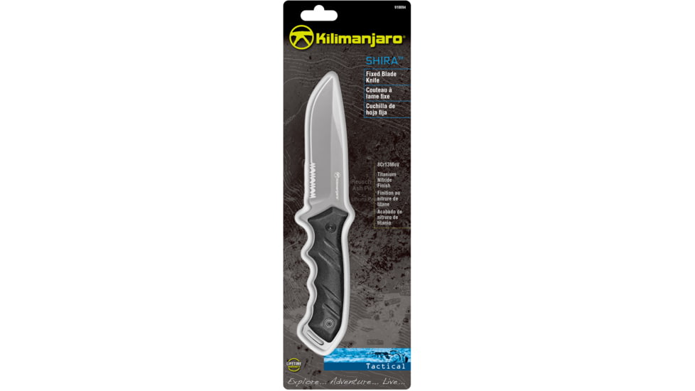 Kilimanjaro Gear Shira Survival Fixed Blade Knife,4.7in, Black Handle, Black ComboEdge Blade KJ910094