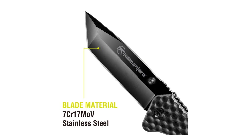 Kilimanjaro Gear UTAC Rescue Folding Knife,3.5in, Black G10 Handle, Black Tanto Blade KJ910033