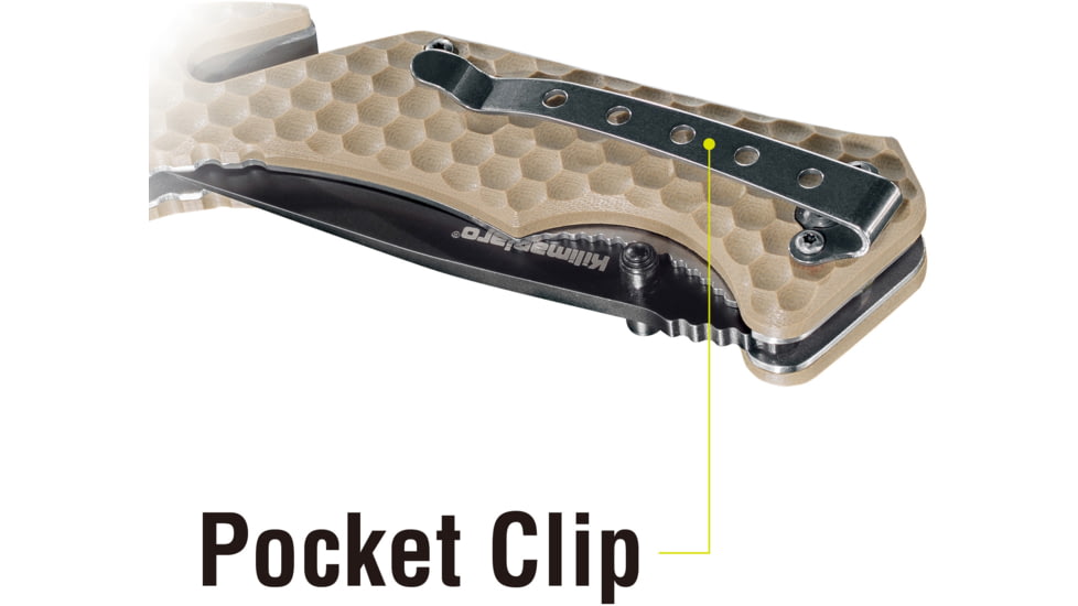 Kilimanjaro Gear UTAC Rescue Folding Knife,3.5in,Tan G10 Handle, Black Tanto Blade KJ910032