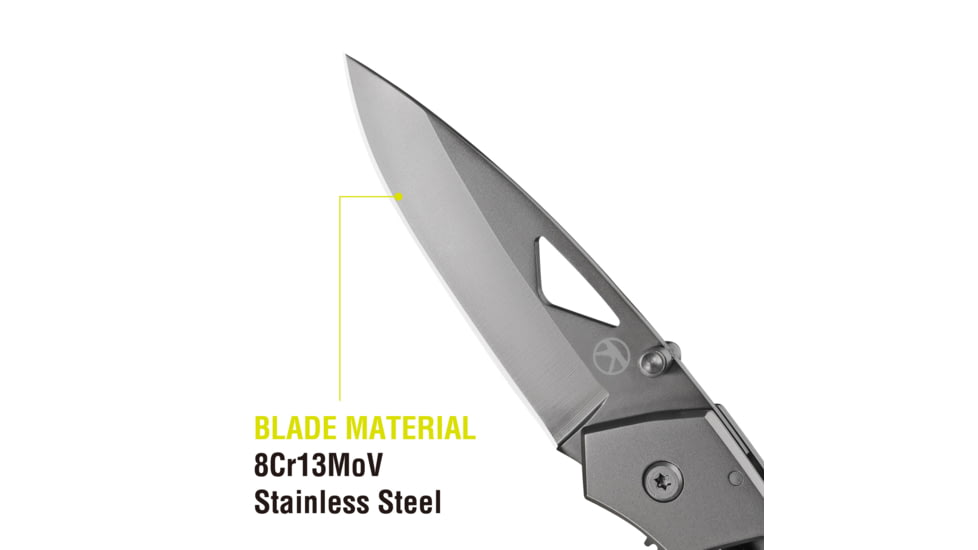 Kilimanjaro Gear Vertice Folding Knife,3in,Skeletonized Black Handle, Black Plain KJ910060