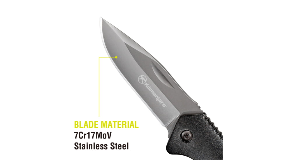 Kilimanjaro Gear Victus Folding Knife,2.5in, Black Handle, Black Plain Edge KJ910086