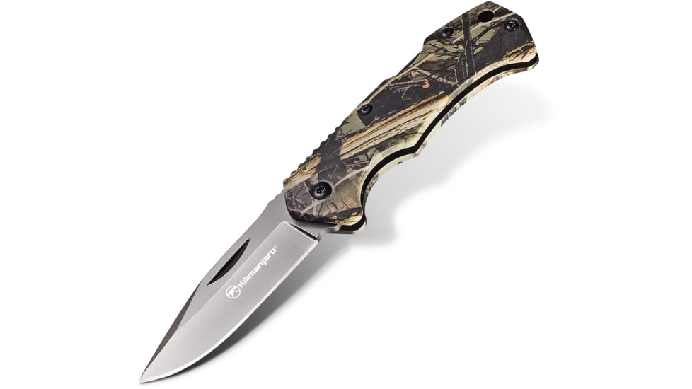 Kilimanjaro Gear Victus Folding Knife,2.5in,Camo Handle, Black Plain Edge KJ910090