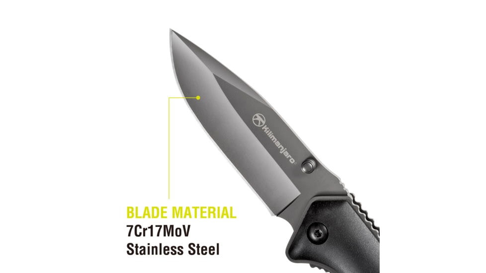 Kilimanjaro Gear Victus Folding Knife,3.5in, Black Handle, Black Plain Edge KJ910048