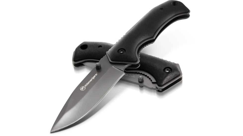 Kilimanjaro Gear Victus Folding Knife,3.5in, Black Handle, Black Plain Edge KJ910048