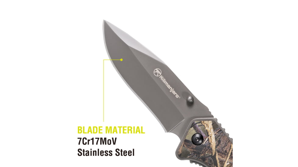 Kilimanjaro Gear Victus Folding Knife,3in,Camo Handle, Black Plain Edge KJ910089