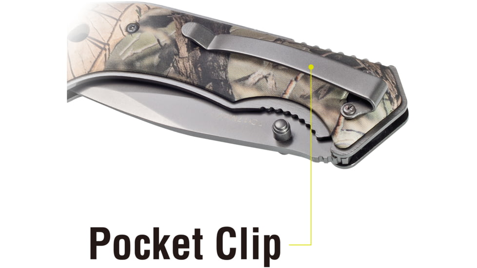 Kilimanjaro Gear Victus Folding Knife,3in,Camo Handle, Black Plain Edge KJ910089