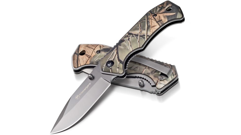 Kilimanjaro Gear Victus Folding Knife,3in,Camo Handle, Black Plain Edge KJ910089