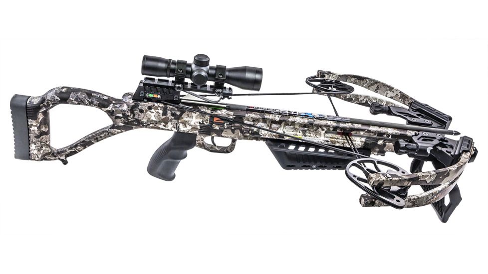Killer Instinct Brawler Crossbow w/ Lumix 4 x 32 IR-W Scope, Rope Cocker, String Suppressors, 5-Bolt Quiver, 3 HYPR Lite Bolts and Field Tips, Stick of Rail Lube, Chaos Brown, 185lbs, 1102