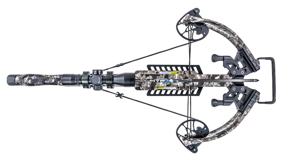 Killer Instinct Brawler Crossbow w/ Lumix 4 x 32 IR-W Scope, Rope Cocker, String Suppressors, 5-Bolt Quiver, 3 HYPR Lite Bolts and Field Tips, Stick of Rail Lube, Chaos Brown, 185lbs, 1102