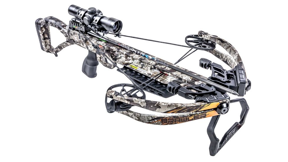 Killer Instinct Brawler Crossbow w/ Lumix 4 x 32 IR-W Scope, Rope Cocker, String Suppressors, 5-Bolt Quiver, 3 HYPR Lite Bolts and Field Tips, Stick of Rail Lube, Chaos Brown, 185lbs, 1102