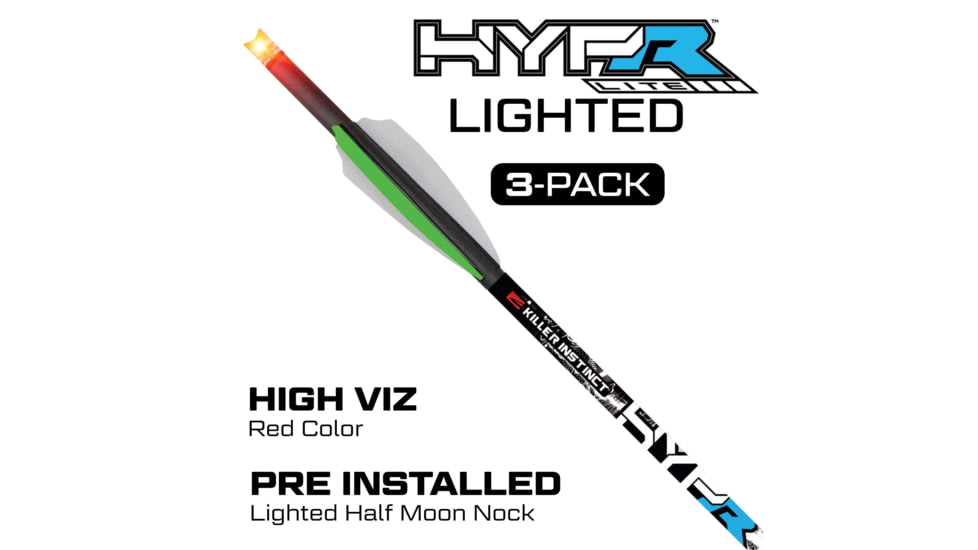 Killer Instinct Lighted Hypr Lite Crossbow Bolts, 20in, 3Pk, 2065-3